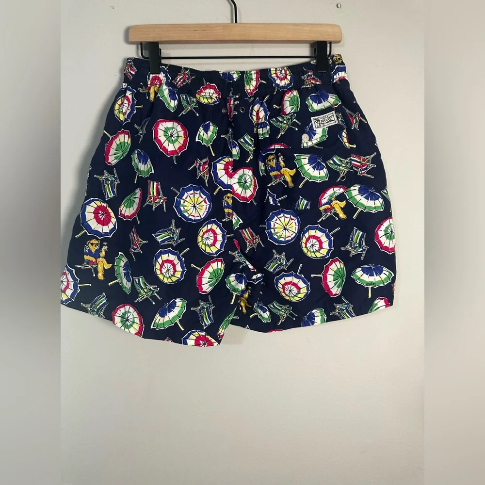 Polo Ralph Lauren Traveler Swim Trunks Men’s XL‎ Polo Bear Beach Umbrella Navy